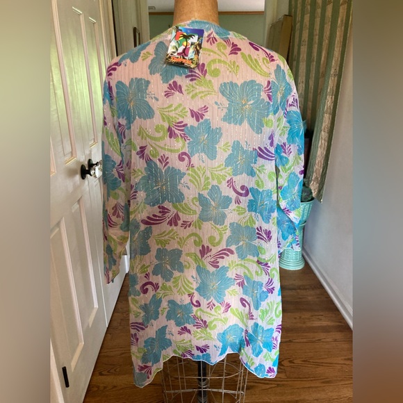 NWT Sheer Bathing Suit Coverup Beach Pool Coverup L/XL GORGEOUS 100% rayon - Picture 9 of 12